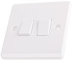 RS PRO White Rocker Light Switch, 2 Way, 2 Gang