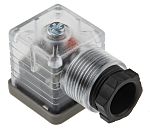 RS PRO 2P+E DIN 43650 A, Female Solenoid Valve Connector,  with Indicator Light, 24 V dc Voltage