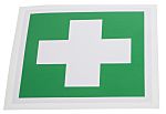 RS PRO Vinyl Green/White First Aid Label, H100 mm W100mm