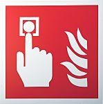 Señal de protección contra incendios, con pictograma: Alarma de incendio, texto en , 200mm x 200 mm