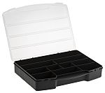 RS PRO 10 Cell Black PP Compartment Box, 40mm x 245mm x 180mm