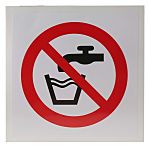 Señal de prohibición con pictograma: Agua no potable, texto en , autoadhesivo, 100mm x 100 mm
