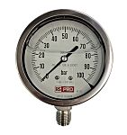RS PRO BSP 1/2in Analogue Pressure Gauge 100bar Bottom Entry 100mm Outside Diameter