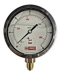 RS PRO BSP 3/8 Analogue Pressure Gauge 6bar Bottom Entry 100mm Outside Diameter