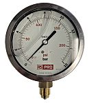RS PRO BSP 3/8 Analogue Pressure Gauge 16bar Bottom Entry 100mm Outside Diameter