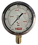 RS PRO BSP 1/2in Analogue Pressure Gauge 600bar Bottom Entry 100mm Outside Diameter