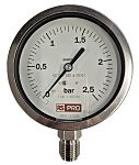 RS PRO BSP 1/2in Analogue Pressure Gauge 2.5bar Bottom Entry 100mm Outside Diameter