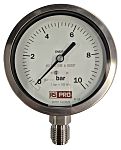 RS PRO BSP 1/2in Analogue Pressure Gauge 10bar Bottom Entry 100mm Outside Diameter