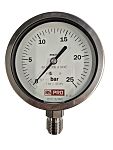 RS PRO BSP 1/2in Analogue Pressure Gauge 25bar Bottom Entry 100mm Outside Diameter
