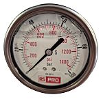 RS PRO BSP 1/4 Analogue Pressure Gauge 100bar Bottom Entry 63mm Outside Diameter