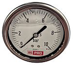RS PRO BSP 1/4 Analogue Pressure Gauge 10bar Bottom Entry 63mm Outside Diameter