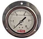 RS PRO BSP 1/4 Analogue Pressure Gauge 10bar Bottom Entry 63mm Outside Diameter