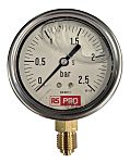 RS PRO BSP 1/4 Analogue Pressure Gauge 2.5bar Bottom Entry 63mm Outside Diameter