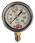 RS PRO BSP 1/4 Analogue Pressure Gauge 160bar Bottom Entry 63mm Outside Diameter
