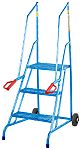 RS PRO 3 Tread Steel Steps 750mm Platform Height, Blue