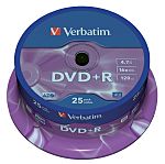 Prázdný disk DVD 4,7 GB 16X DVD+R 25 ks Verbatim