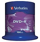 Verbatim DVD+R, 4.7 GB, 16X, 100 Pack