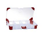 RS PRO 12 Cell Transparent Red Polypropylene, Adjustable Compartment Box, 30mm x 170mm x 100mm