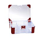 RS PRO 10 Cell Transparent Red Polypropylene, Adjustable Compartment Box, 60mm x 170mm x 130mm