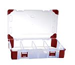 RS PRO 9 Cell Transparent Red Polypropylene, Adjustable Compartment Box, 60mm x 240mm x 170mm