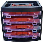 RS PRO 64 Cell Black, Red, Transparent Polypropylene, Adjustable Compartment Box, 300mm x 280mm x 320mm