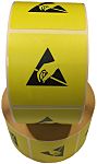 RS PRO Sarı/Siyah Antistatik ESD Uyarı Etiketi Kağıt, 50 mm x 50mm " Attention "