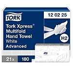 Tork Xpress Folded White Paper Towel, 240 x 213 (Unfolded) mm, 80 x 213 (Folded) mm, 2-Ply, 180 Sheets
