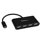 StarTech.com 4 Port USB 2.0 USB A, USB C  Hub, USB Bus Powered, 175 x 80 x 14mm