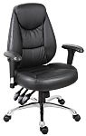 Manažerská židle, Černá s nastavitelnou výškou na kolečkách nepravá kůže, výška sedadla 45 → 55cm RS PRO
