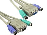 Cable KVM Gris RS PRO de 5m, con. A: PS/2 x 2; VGA Macho, con. B: PS/2 x 2; SVGA Hembra; macho