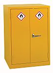 RS PRO Yellow Steel Lockable 2 Door Hazardous Substance Cabinet, 900mm x 600mm x 500mm