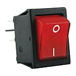 Interruptor de balancín, Contacto DPST, On-Ninguno-Off, 20 A, Iluminado, Rojo