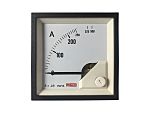 Amperímetro analógico de panel AC RS PRO, valor máx. 10 (Input) A, 250/5 (CT) A, 500 (Scle) A, 1 %, dim. 68mm x 68mm