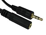 RS PRO Male 3.5mm Stereo Jack to Female 3.5mm Stereo Jack Aux Cable, Black, 1.2m