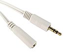 RS PRO Male 3.5mm Stereo Jack to Female 3.5mm Stereo Jack Aux Cable, White, 5m