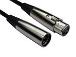 RS PRO Male 3 Pin XLR to Female 3 Pin XLR  Cable, Black, 5m