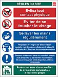 Značka pro zajištění rozestupu, PVC, text Règles du site Francouzština Ne, 400 x 300mm