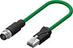 RS PRO Cat5e Straight Male M12 to Male RJ45 Ethernet Cable, Green PVC Sheath, 5m