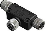 RS PRO Right Angle 1 Pole M12 Socket to 2 Pole M12 Connector