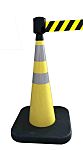 RS PRO Weighted Grey, Yellow 1.10 m PVC Safety Cone With Strap Reel