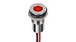 Indicador LED Circular RS PRO, Rojo, lente enrasada, marco Cromo, Ø montaje 8mm, 1,8 → 3,3V dc, 20mA, 8mcd, IP67