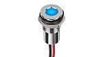 RS PRO Blue Panel Mount Indicator, 2V, 8mm Mounting Hole Size, Lead Wires Termination, IP67