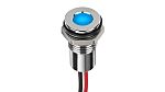 Indicador LED Circular RS PRO, Azul, lente enrasada, marco Cromo, Ø montaje 8mm, 2V, 20mA, 150mcd, IP67