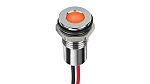 Indicador LED Circular RS PRO, Naranja, lente enrasada, marco Cromo, Ø montaje 8mm, 1,8 → 3,3V dc, 20mA, 110mcd,