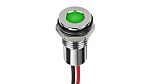 RS PRO Green Panel Mount Indicator, 6V dc, 8mm Mounting Hole Size, Lead Wires Termination, IP67