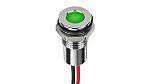 Indicador LED Circular RS PRO, Verde, rojo, lente enrasada, marco Cromo, Ø montaje 8mm, 1,8 → 3,3V dc, 20mA,