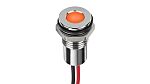 RS PRO Hyper Orange Panel Mount Indicator, 1,8 → 3,3V dc, 8mm Mounting Hole Size, Lead Wires Termination, IP67