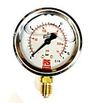 RS PRO G 1/4 Analogue Pressure Gauge 16bar Bottom Entry 63mm Outside Diameter