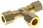 RS PRO Brass Push Fit Fitting, Tee Compression Tee, Female Metric M14 to Female Metric M14
