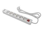 RS PRO 5m 6 Socket Type F - German Schuko Extension Lead, 250 V, IP20